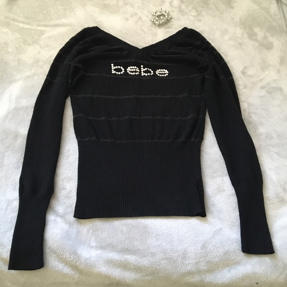 ▪️▫️ BEBE: V-Neck Sweater SZ SM/  FITS XS? Or XXS?